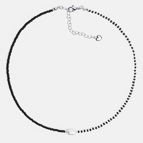 Колье HIGHER-AURA Чокер из черного бисера с натуральным жемчугом