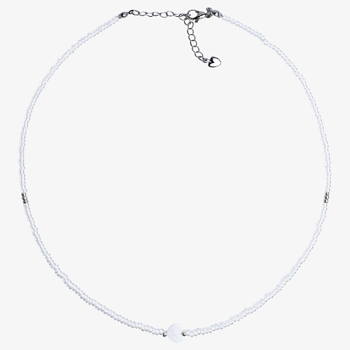 Колье HIGHER-AURA Чокер из белого бисера с перламутровым сердцем